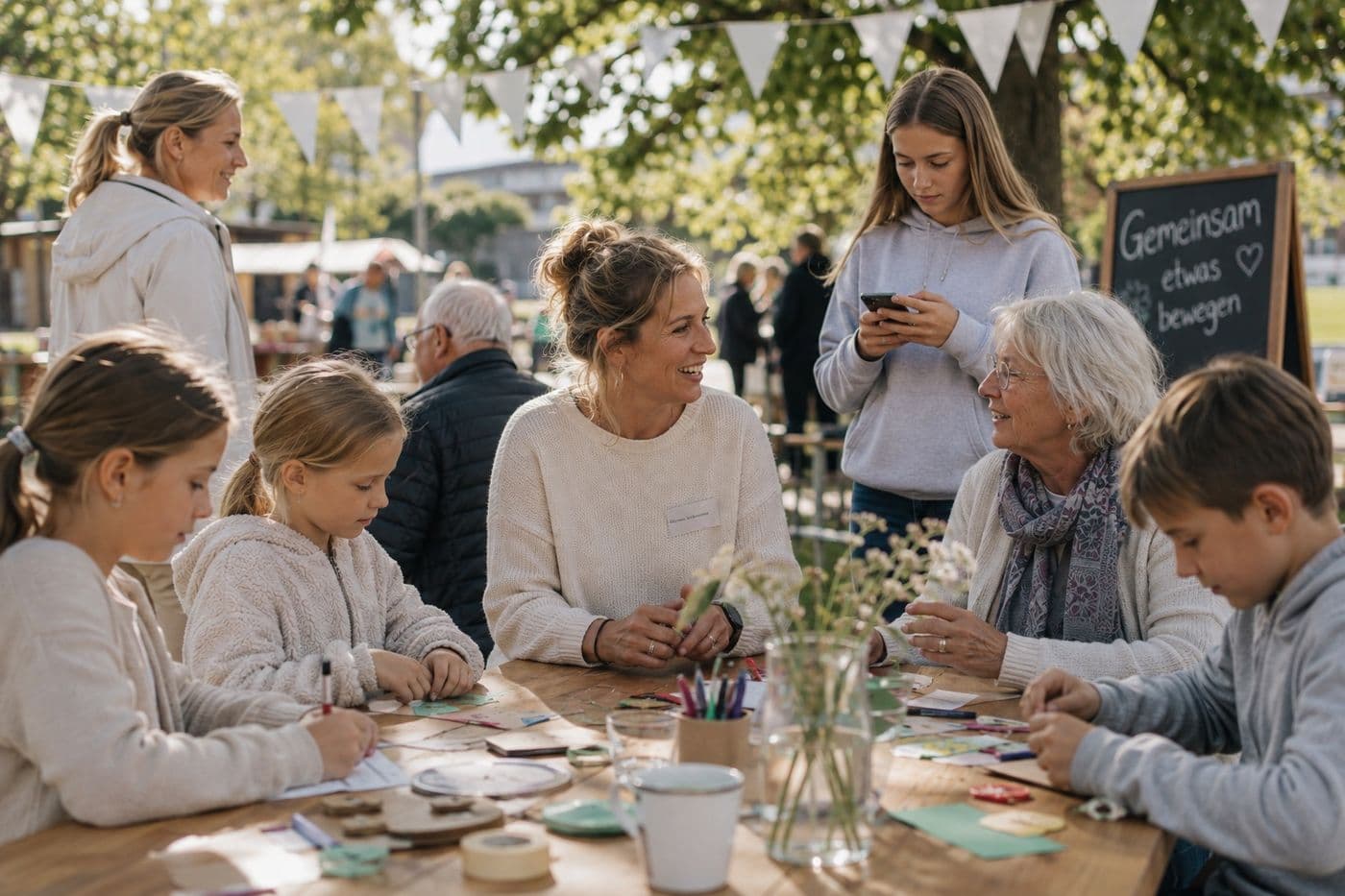Mehrere Generationen arbeiten gemeinsam an einem Projekt